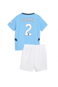 Manchester City Kyle Walker #2 Jalkapallovaatteet Lasten Kotipeliasu 2024-25 Lyhythihainen (+ Lyhyet housut)